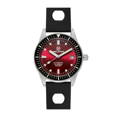 Helicon Master 62 Dive Watch Claret - Black Skin Diver