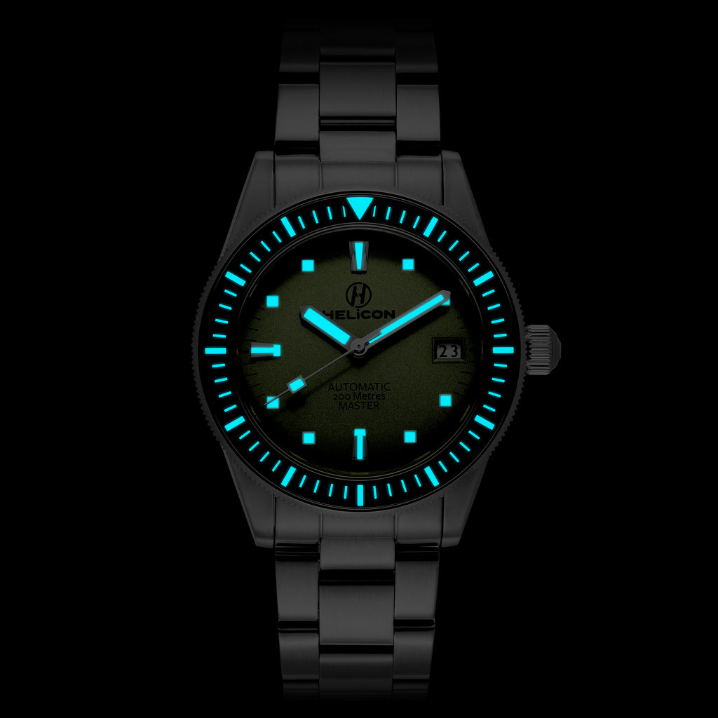 Helicon Master 62 Dive Watch in Lichen lume