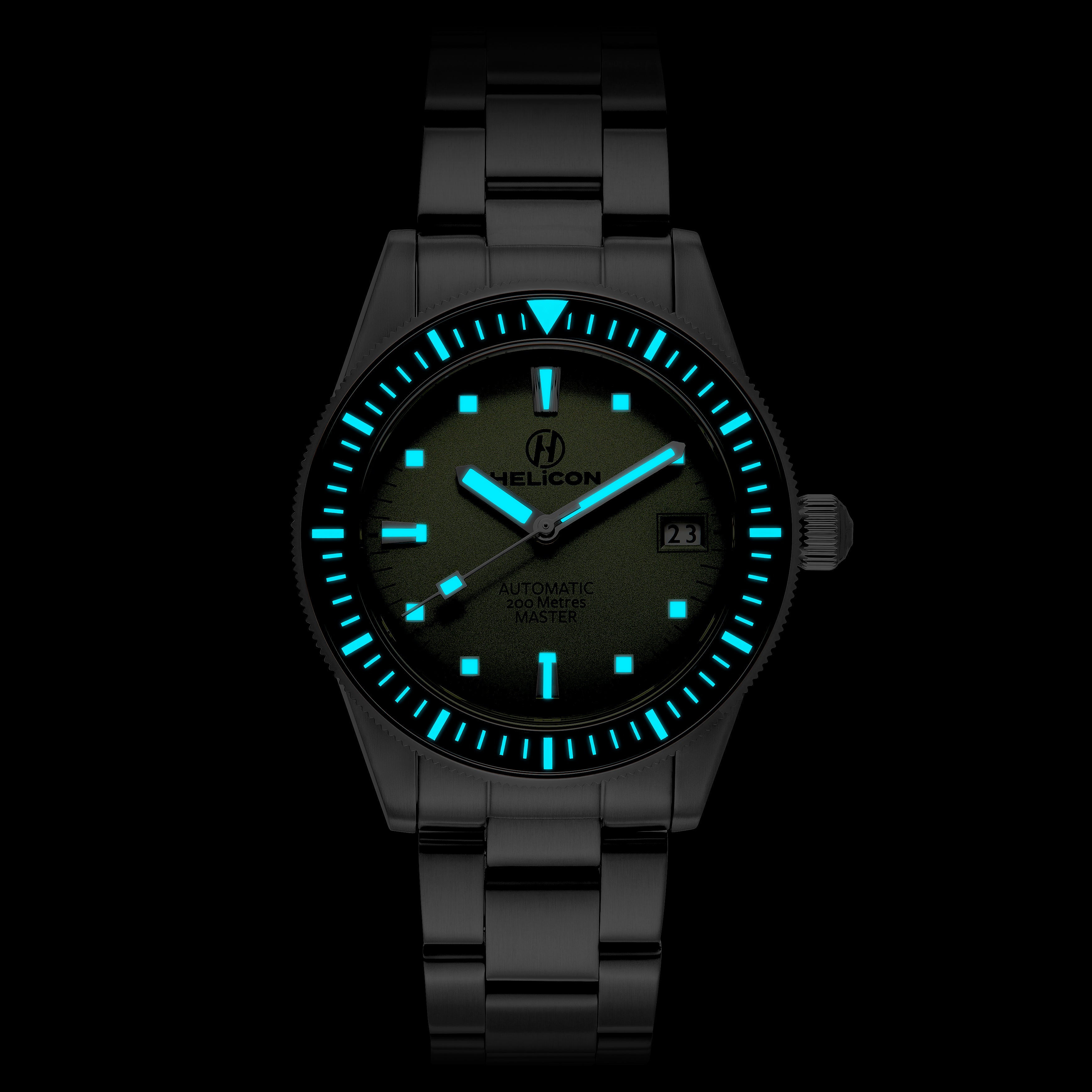 Helicon Master 62 Dive Watch in Lichen lume