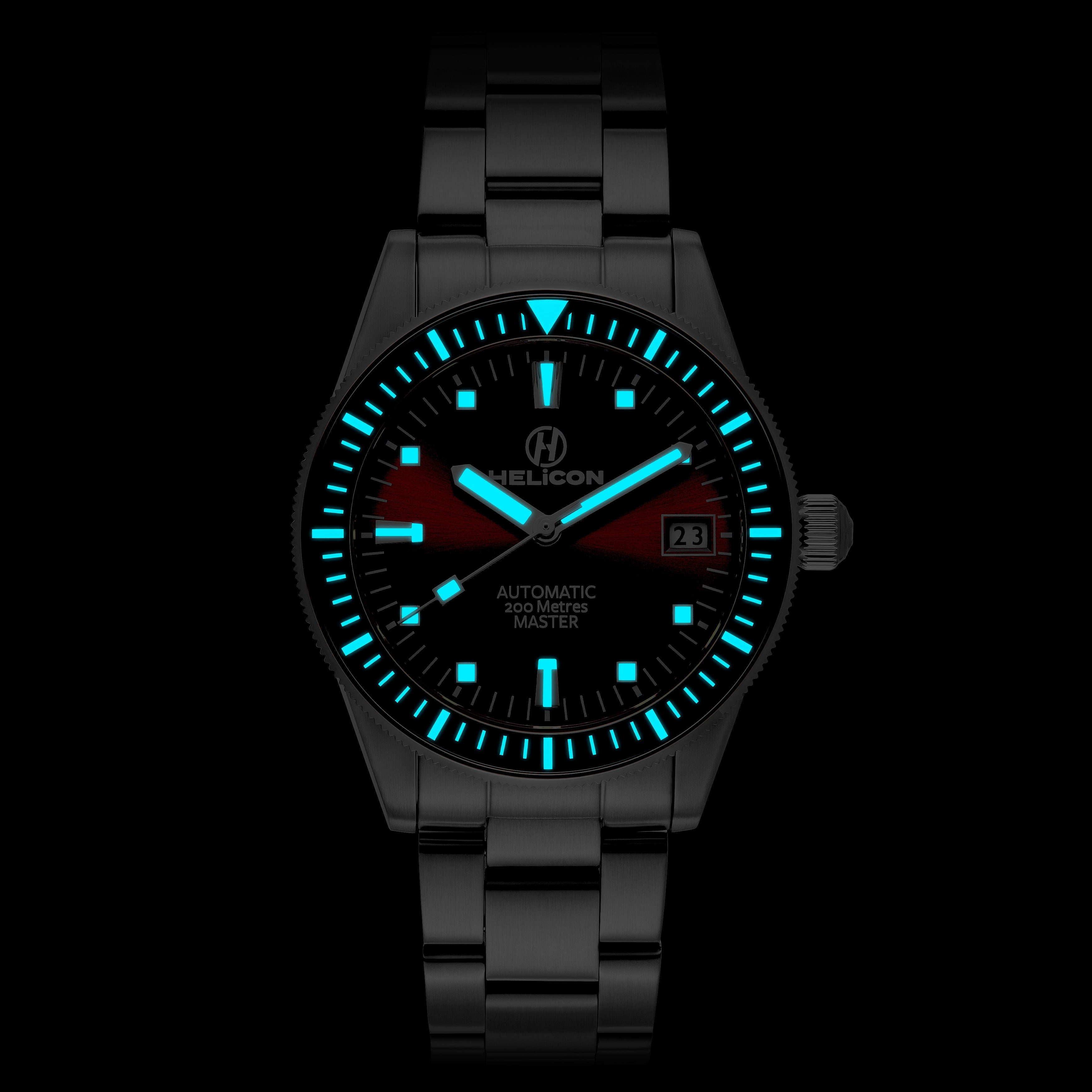 Helicon Master 62 Dive Watch in Claret lume