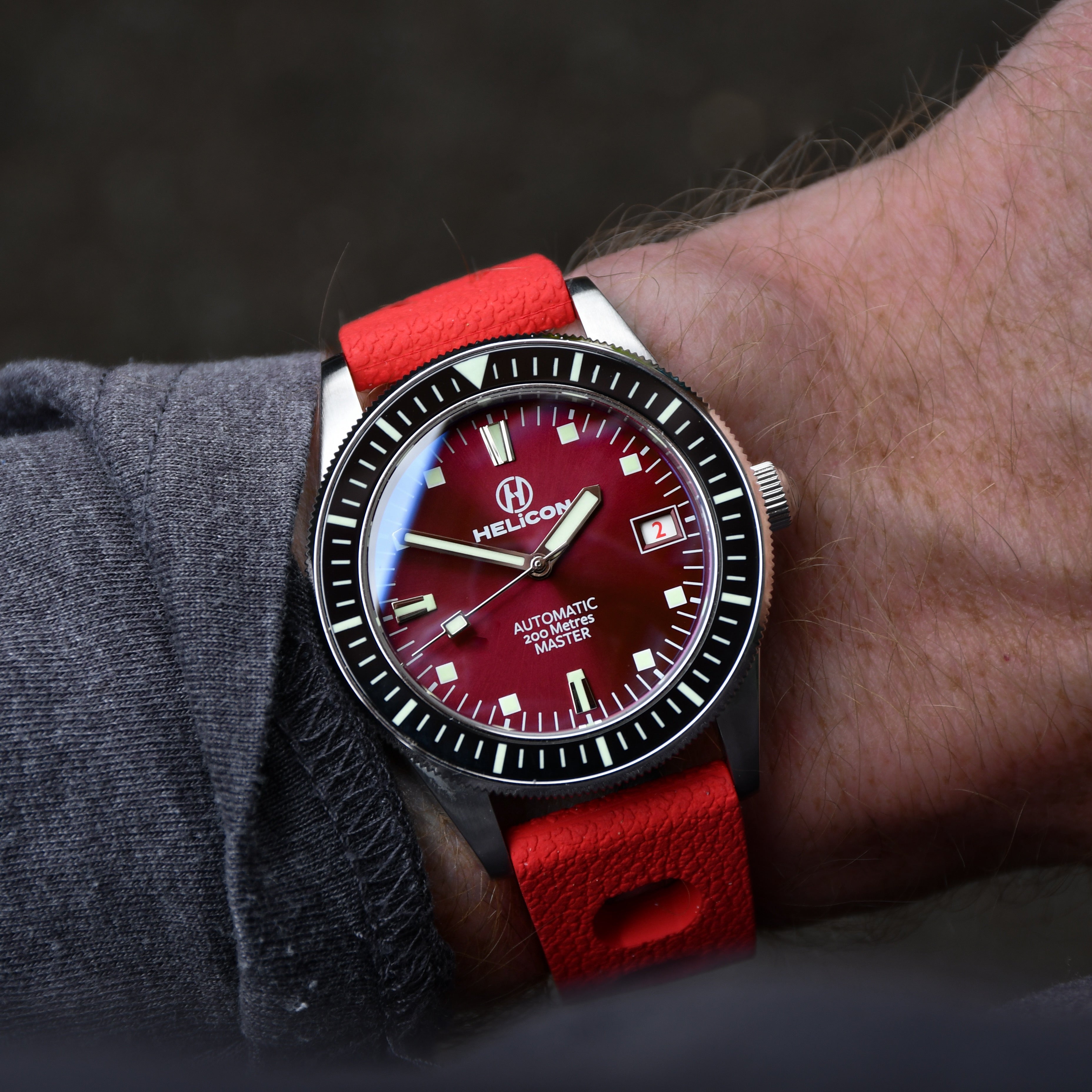 Helicon Master 62 Dive Watch Claret - Red Skin Diver