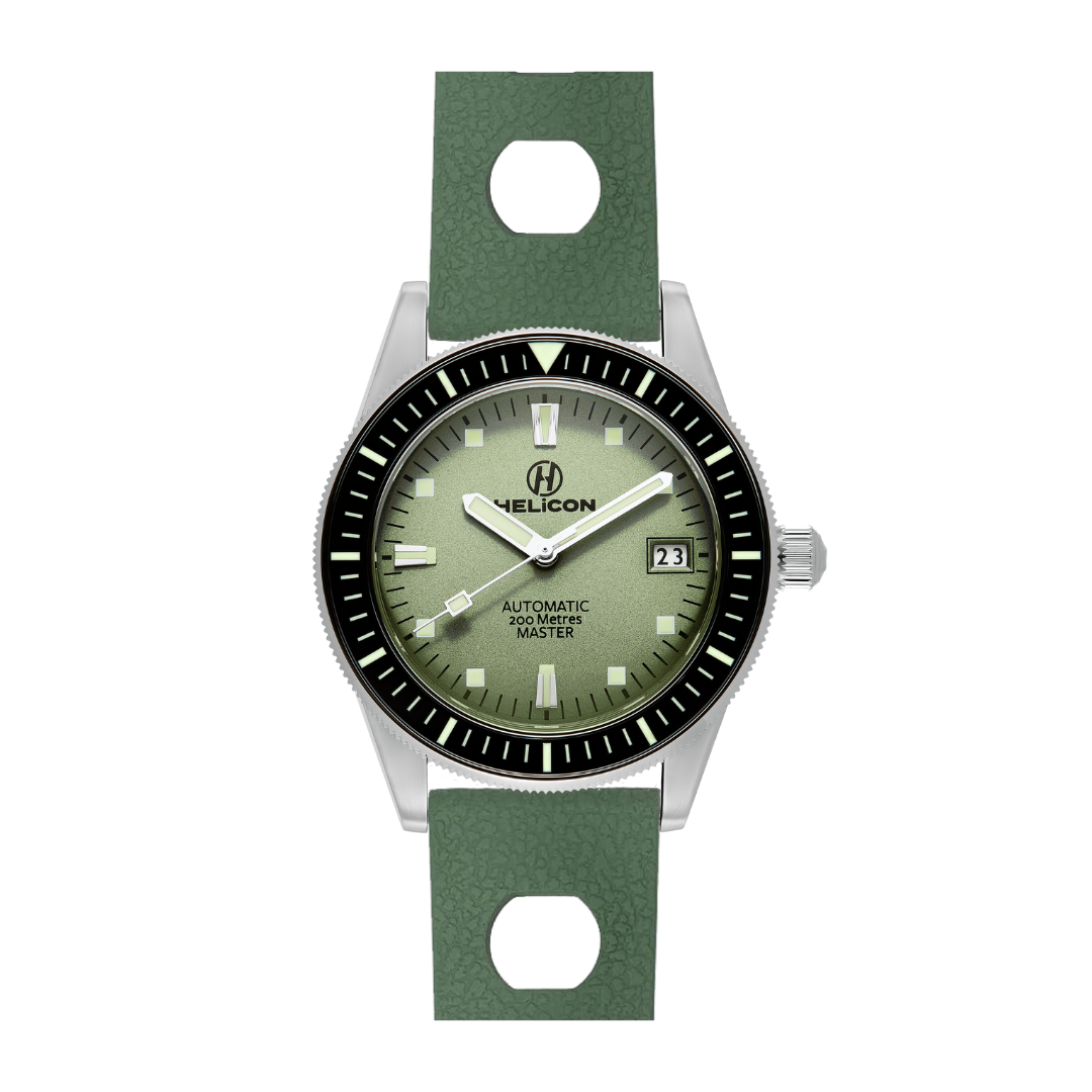 Helicon Master 62 Dive Watch Lichen - Green Skin Diver – Helicon Watches