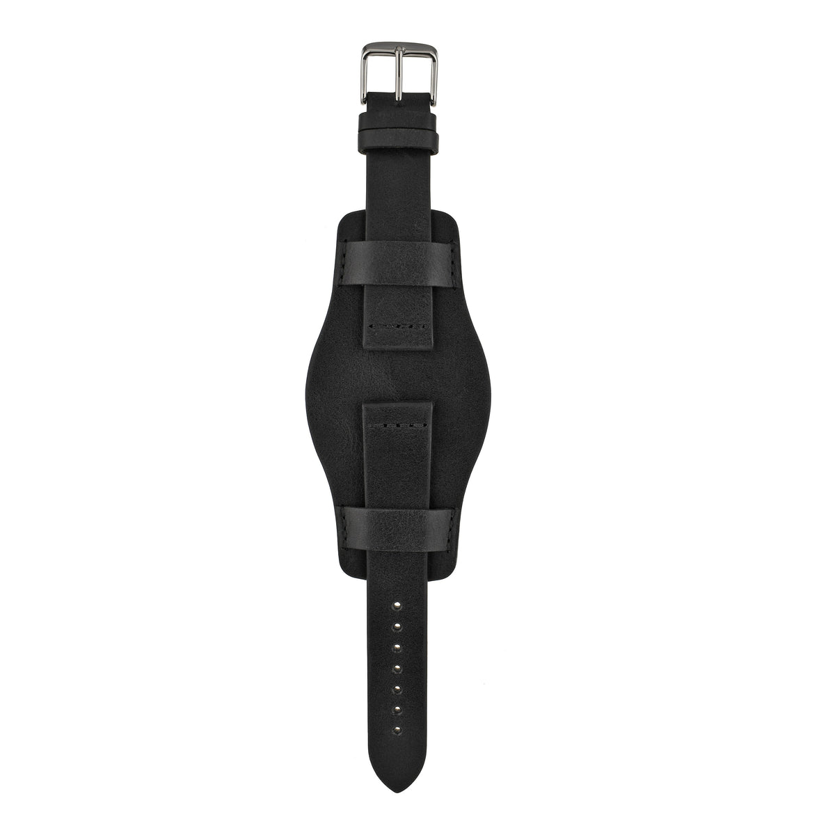Heritage ‘Despatch’ Bund Leather Watch Strap - Black