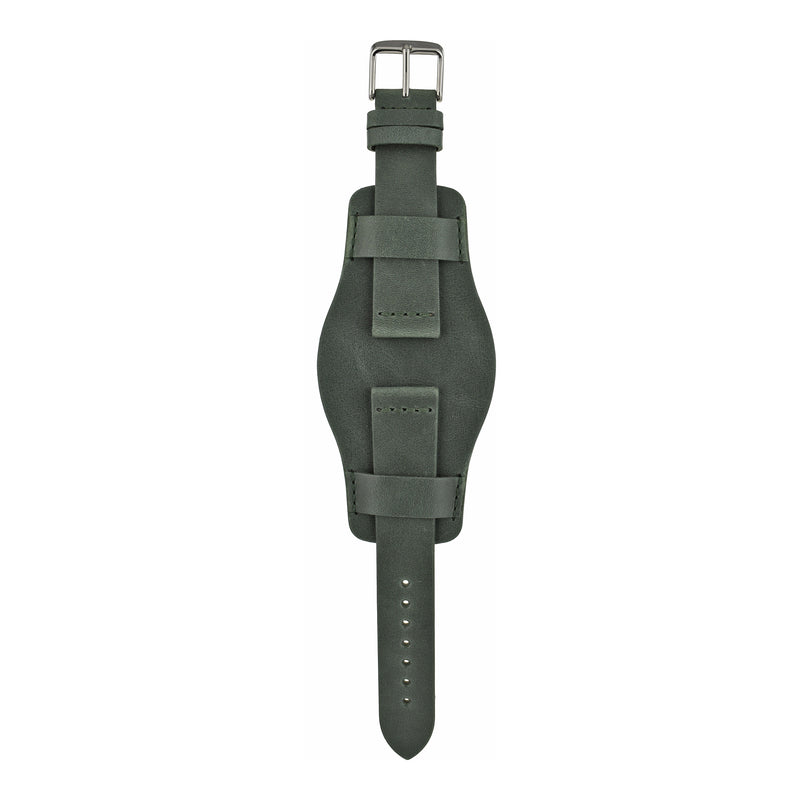 Heritage ‘Despatch’ Bund Leather Watch Strap - Green