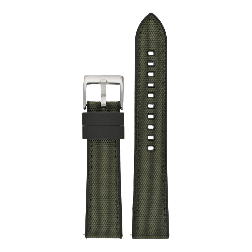 Sailcloth Hybrid Quick-Release Watch Strap - Light Green