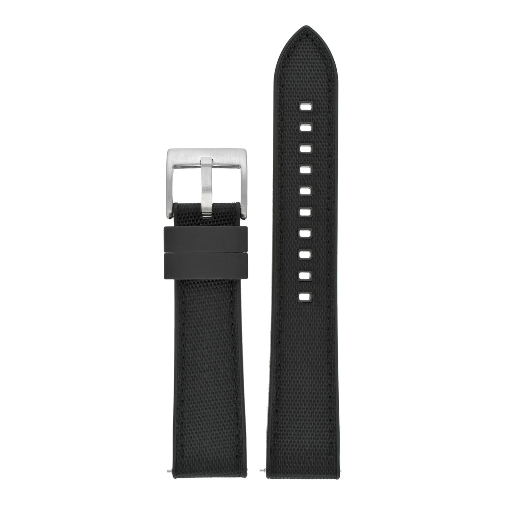 Sailcloth Hybrid Quick-Release Watch Strap - Black