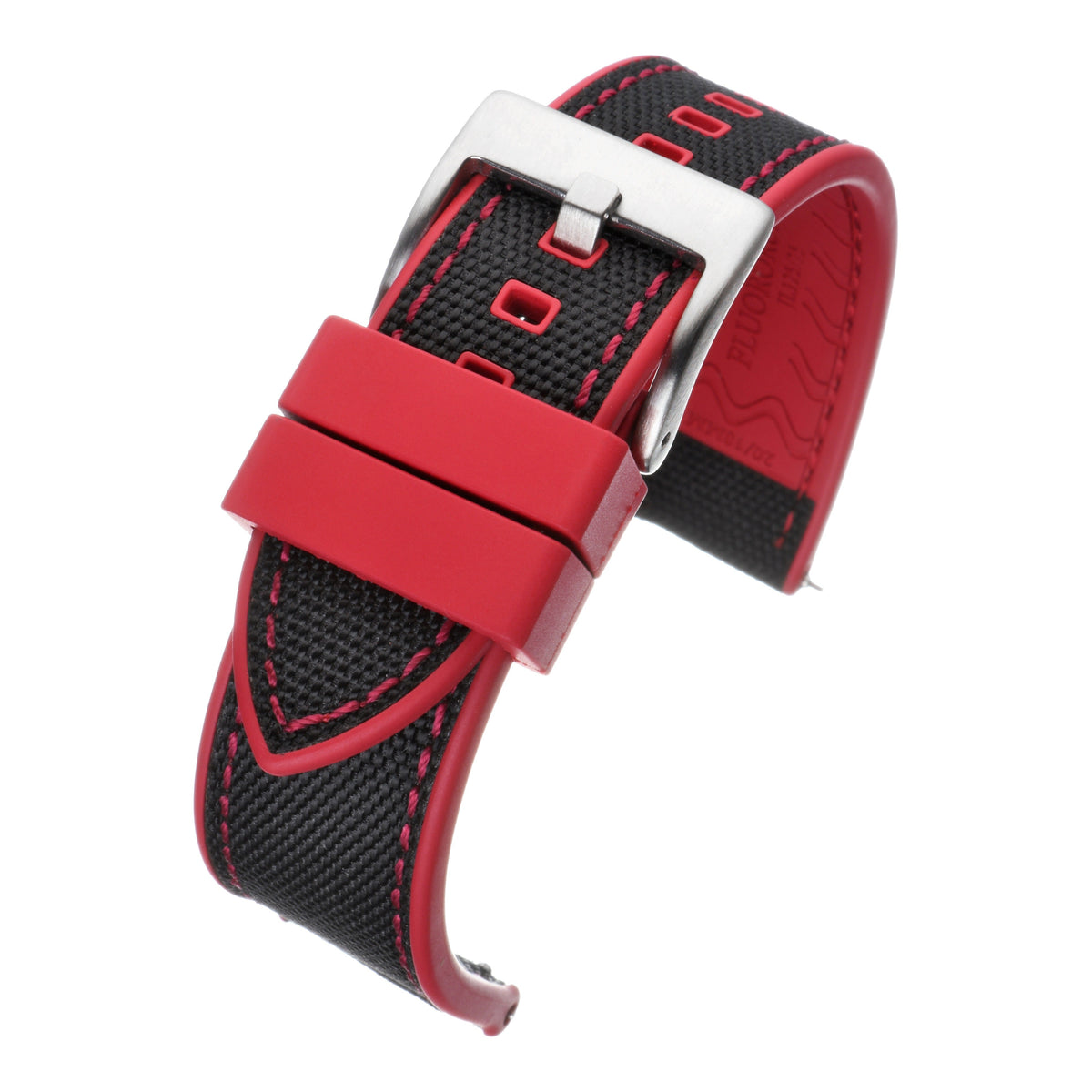 Sailcloth Hybrid Quick-Release Watch Strap - Red