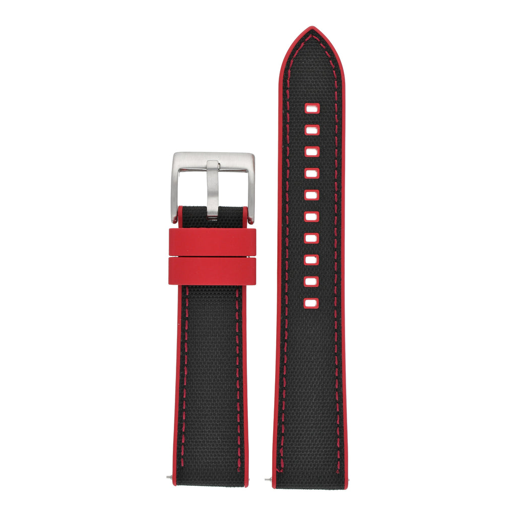 Sailcloth Hybrid Quick-Release Watch Strap - Red