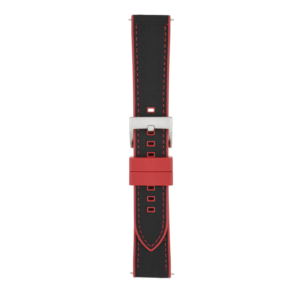 Sailcloth Hybrid Quick-Release Watch Strap - Red