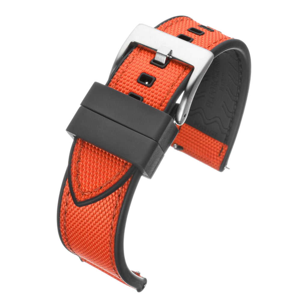 Sailcloth Hybrid Quick-Release Watch Strap - Orange & Black
