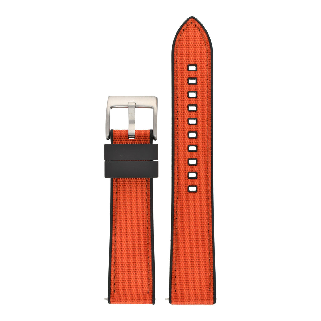 Sailcloth Hybrid Quick-Release Watch Strap - Orange & Black