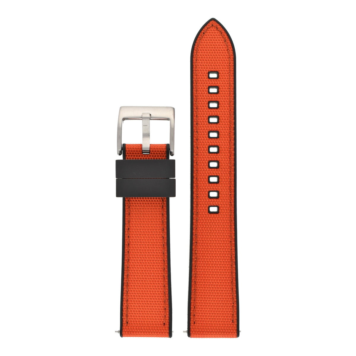Sailcloth Hybrid Quick-Release Watch Strap - Orange & Black