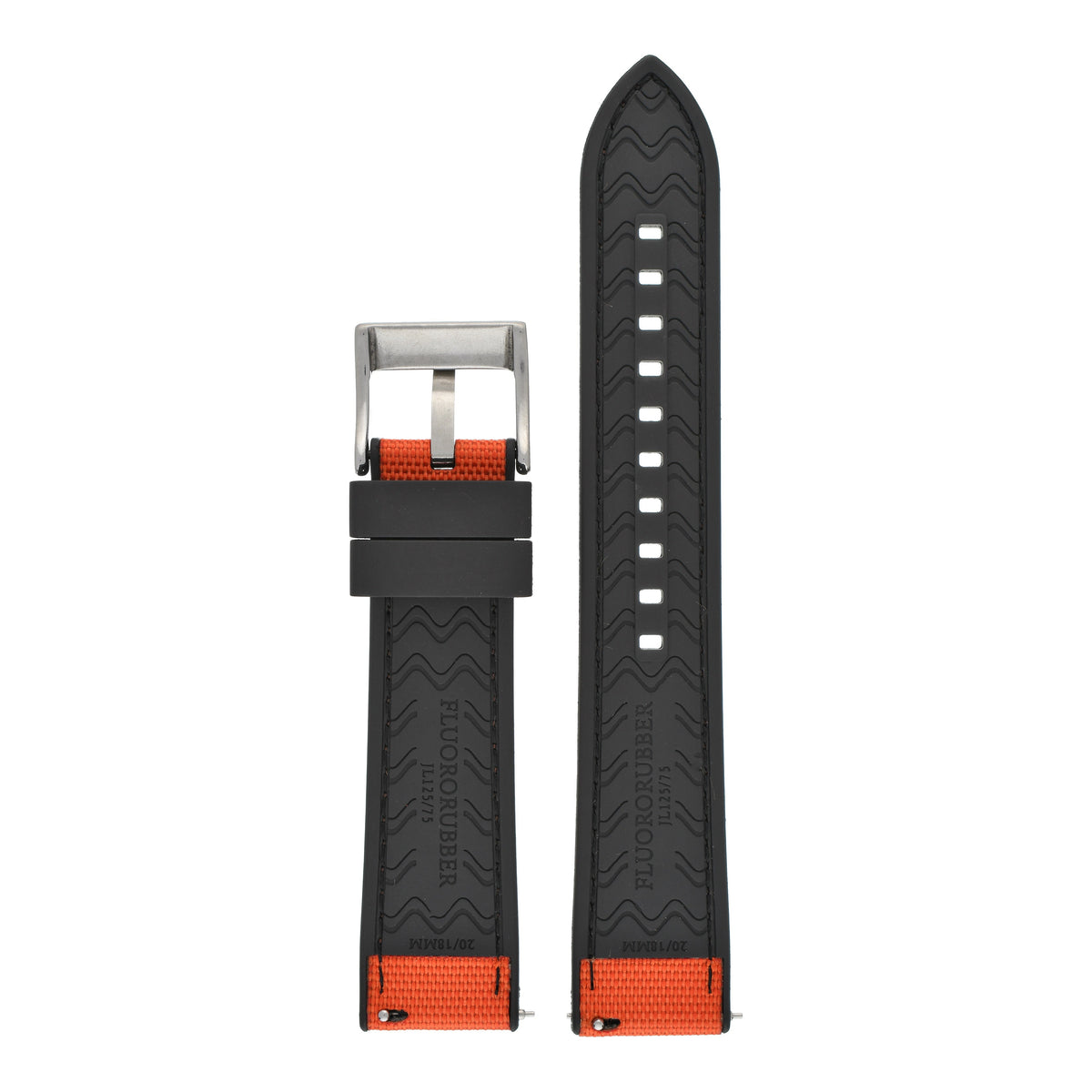 Sailcloth Hybrid Quick-Release Watch Strap - Orange & Black