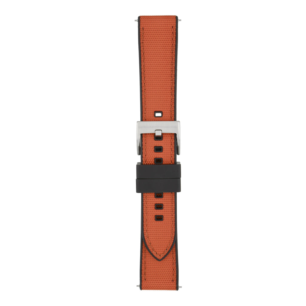 Sailcloth Hybrid Quick-Release Watch Strap - Orange & Black