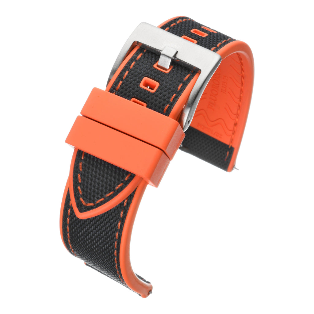 Sailcloth Hybrid Quick-Release Watch Strap - Black & Orange
