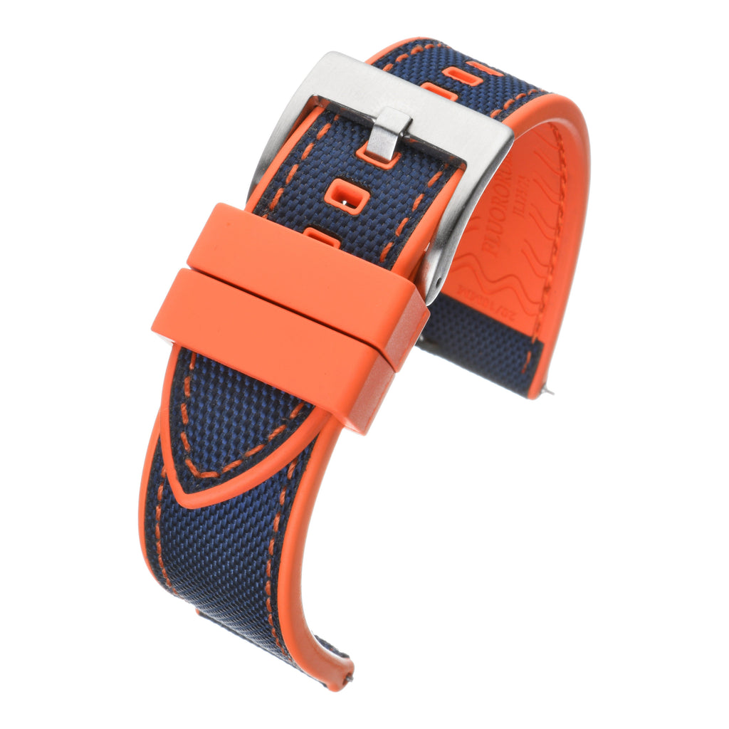 Sailcloth Hybrid Quick-Release Watch Strap - Navy & Orange