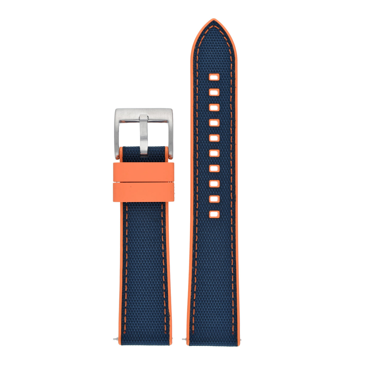 Sailcloth Hybrid Quick-Release Watch Strap - Navy & Orange
