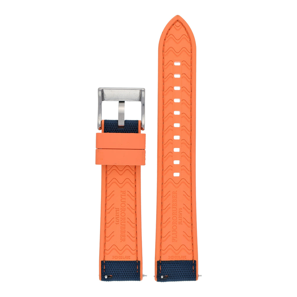 Sailcloth Hybrid Quick-Release Watch Strap - Navy & Orange