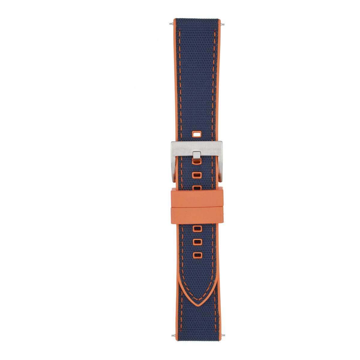 Sailcloth Hybrid Quick-Release Watch Strap - Navy & Orange