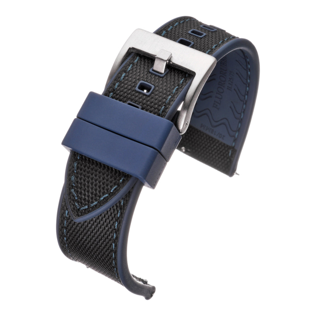 Sailcloth Hybrid Quick-Release Watch Strap - Black & Navy