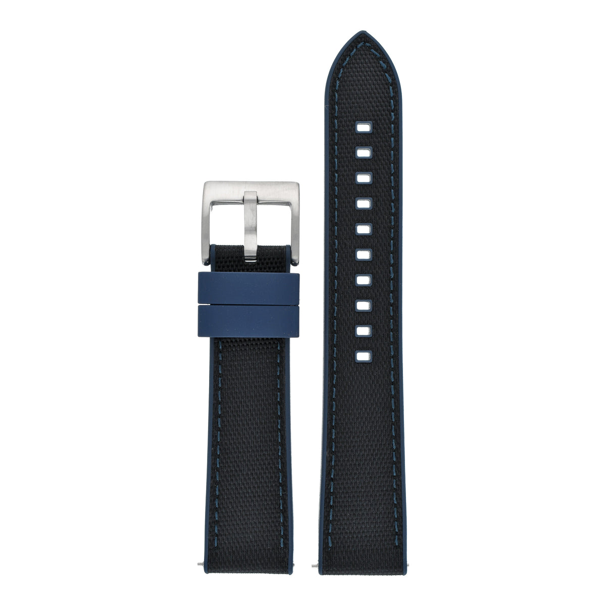 Sailcloth Hybrid Quick-Release Watch Strap - Black & Navy