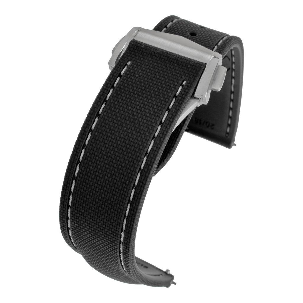 Performance Stitched FKM Rubber Watch Strap - Black & White