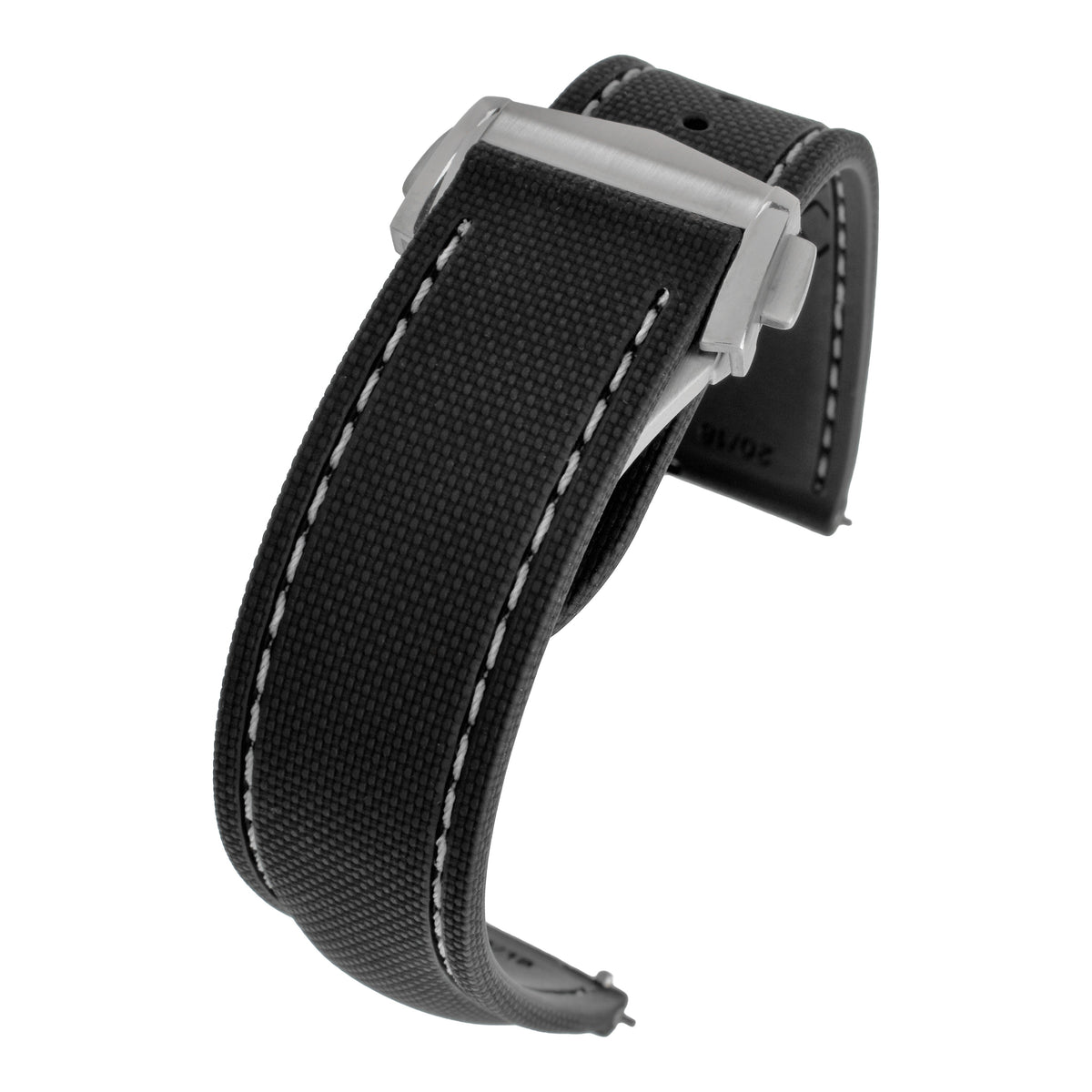 Performance Stitched FKM Rubber Watch Strap - Black & White