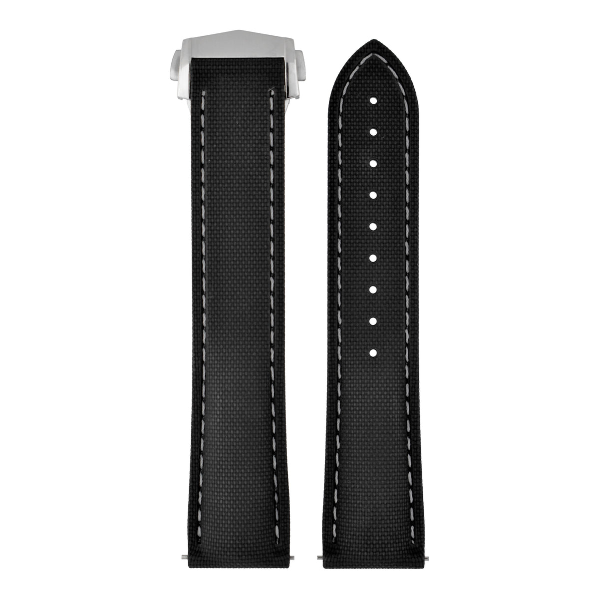 Performance Stitched FKM Rubber Watch Strap - Black & White