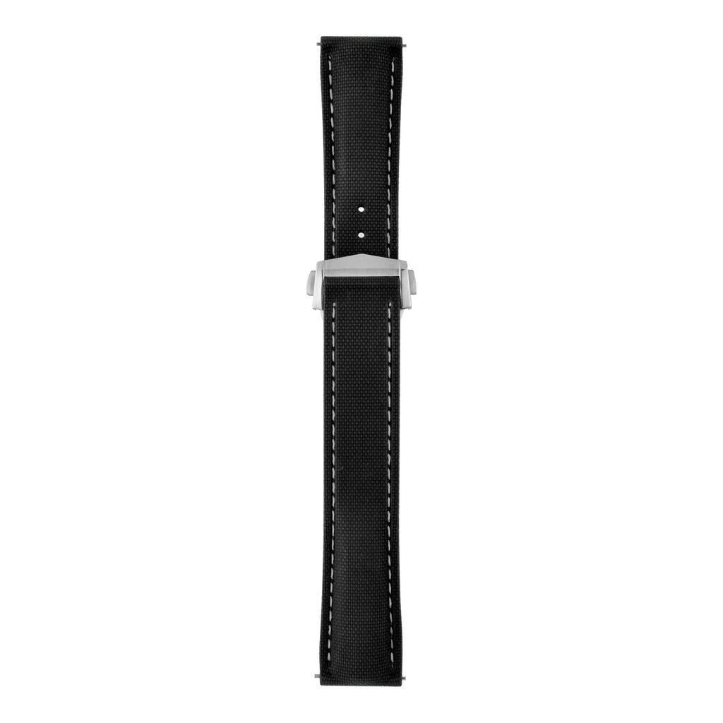 Performance Stitched FKM Rubber Watch Strap - Black & White