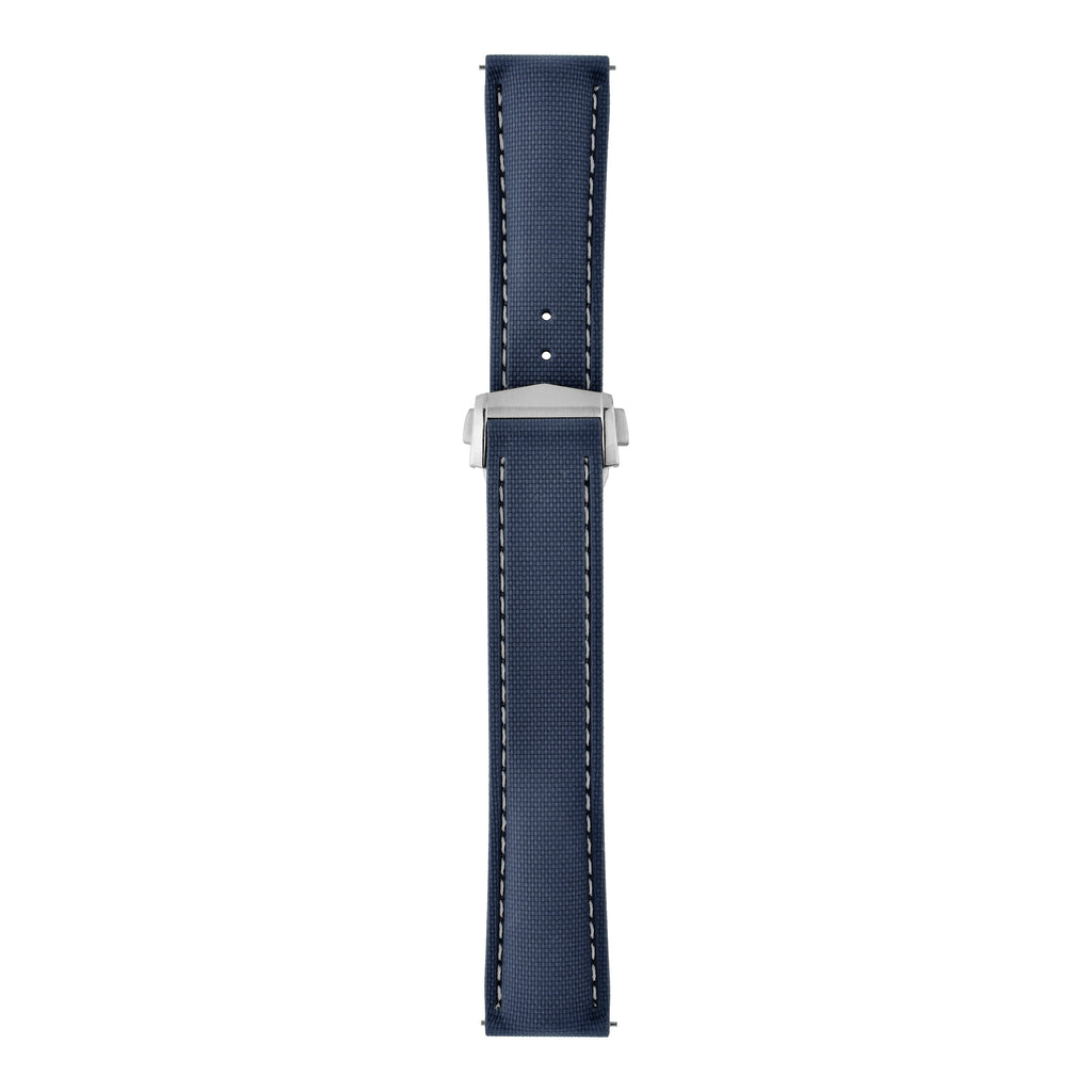 Performance Stitched FKM Rubber Watch Strap - Blue & White