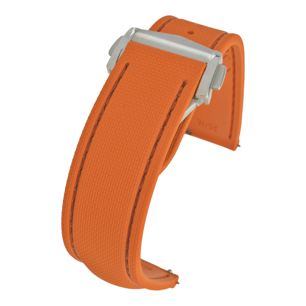 Performance Stitched FKM Rubber Watch Strap - All Orange