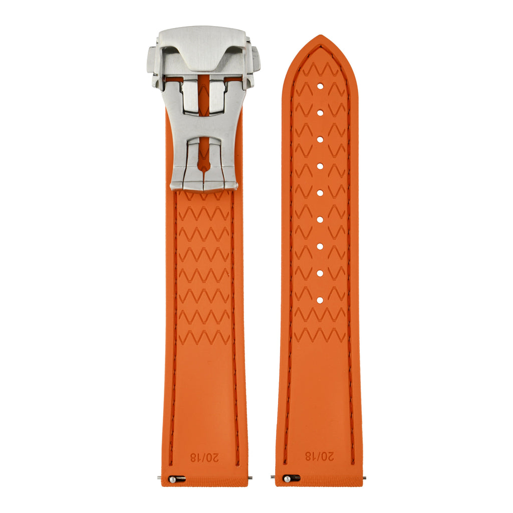 Performance Stitched FKM Rubber Watch Strap - All Orange