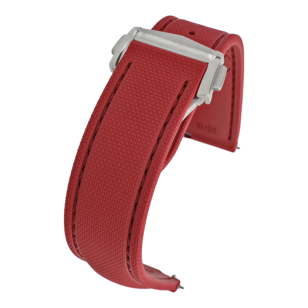 Performance Stitched FKM Rubber Watch Strap - All Red