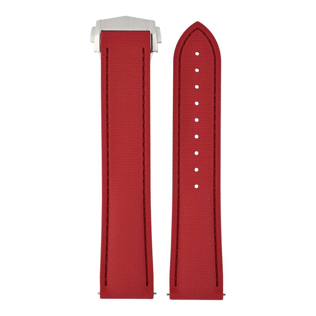 Performance Stitched FKM Rubber Watch Strap - All Red