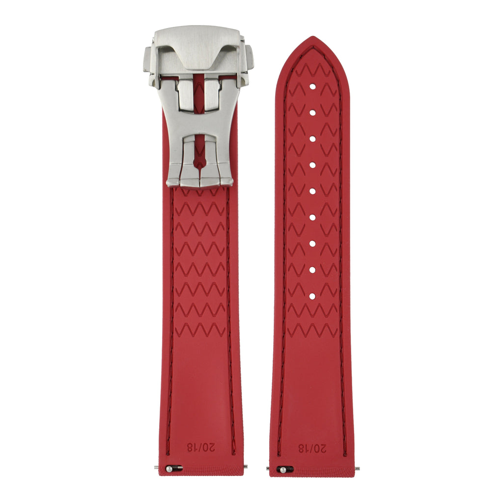 Performance Stitched FKM Rubber Watch Strap - All Red