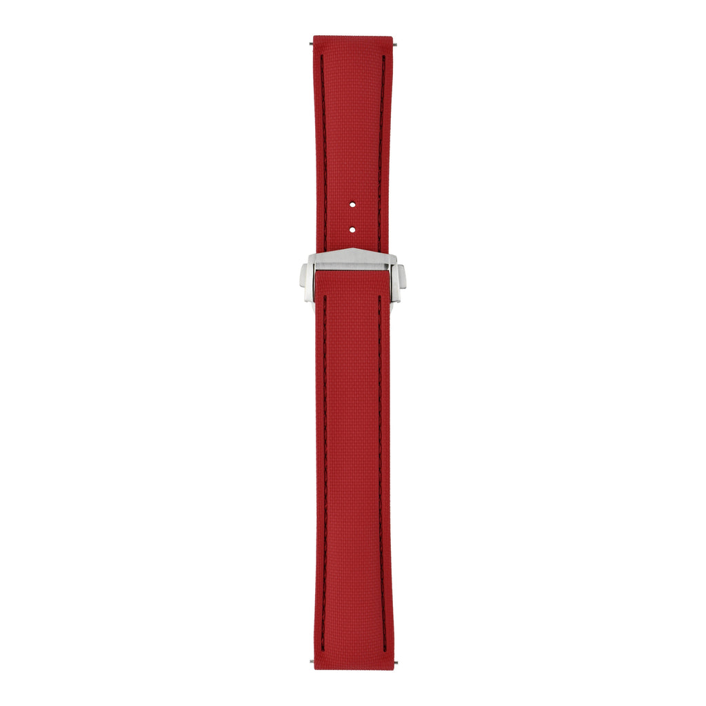 Performance Stitched FKM Rubber Watch Strap - All Red