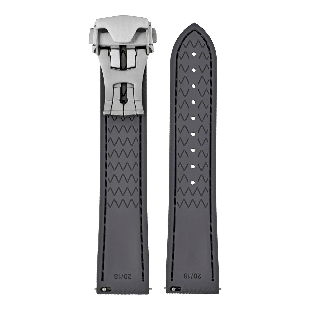 Performance Stitched FKM Rubber Watch Strap - All Grey