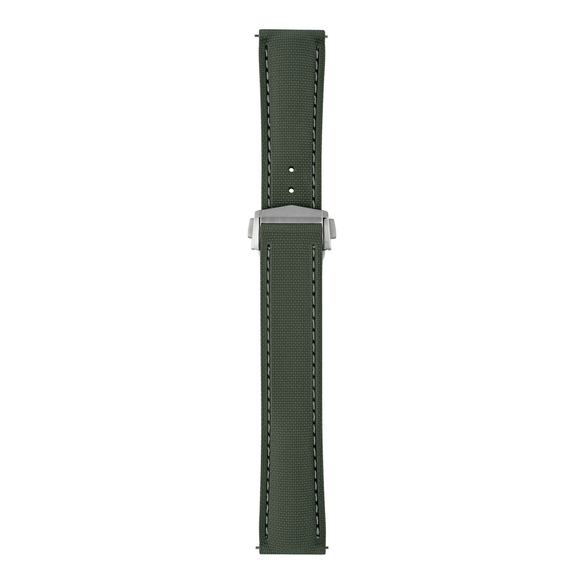Performance Stitched FKM Rubber Watch Strap - Green & White