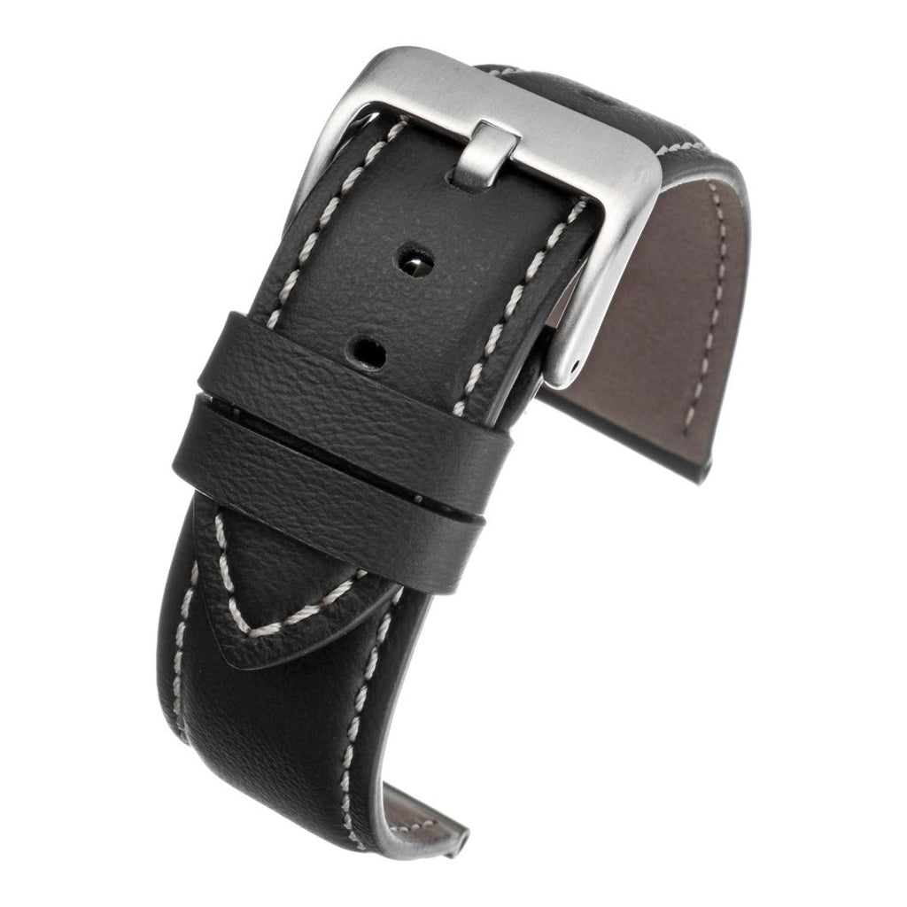 Lucca Italian Leather Watch Strap - Black
