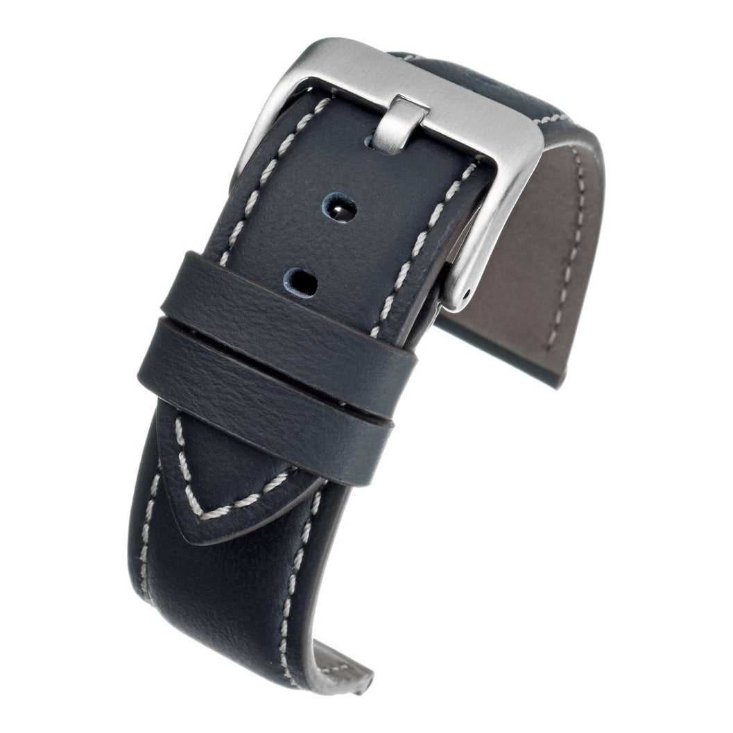 Lucca Italian Leather Watch Strap - Dark Blue